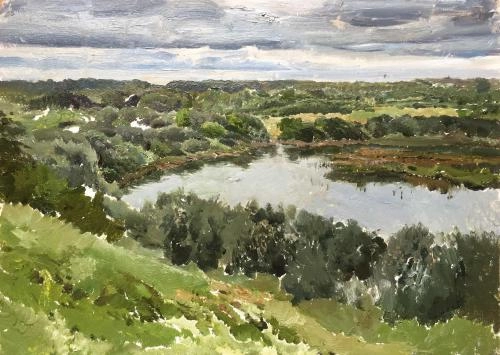 Картина Масло Река Нерль. Село Петрово-Городище художника Машин Игорь