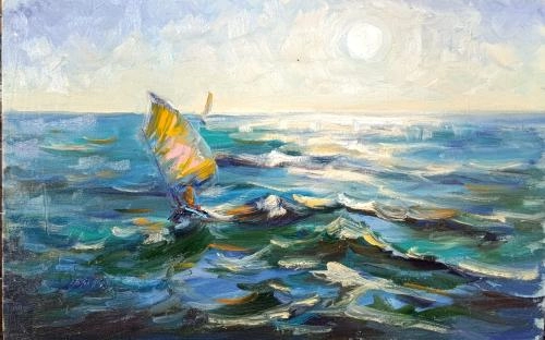 Картина Масло Лодочка. Пленэр ZhNataly художника Журавлёва Наталья
