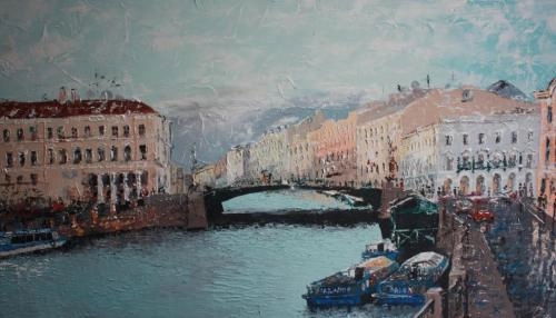 Картина Масло Посты Петербурга. Мойки и Зелёный мост художника Феоктистов Вячеслав
