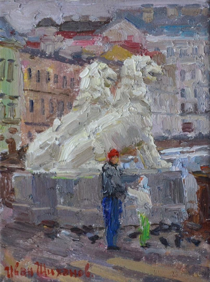 Картина Масло У Львиного моста. художника Иван Шиханов