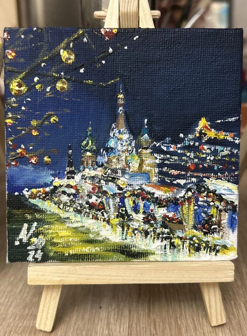 Картина Масло Зимние праздники на Красной художника Волегова Александра