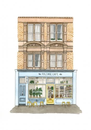 Картина Акварель Foliage Cafe, кафе в Лондоне художника Гайнутдинова Карина