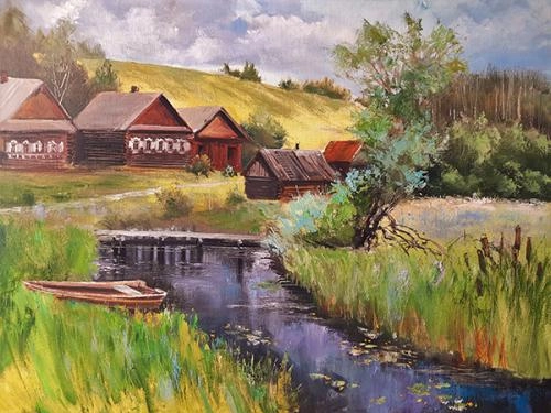 Картина Масло Сельская идилия художника Леднев Александр