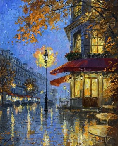 Картина  Париж вечерний. Кафе Violette.  художника Болотов Александр