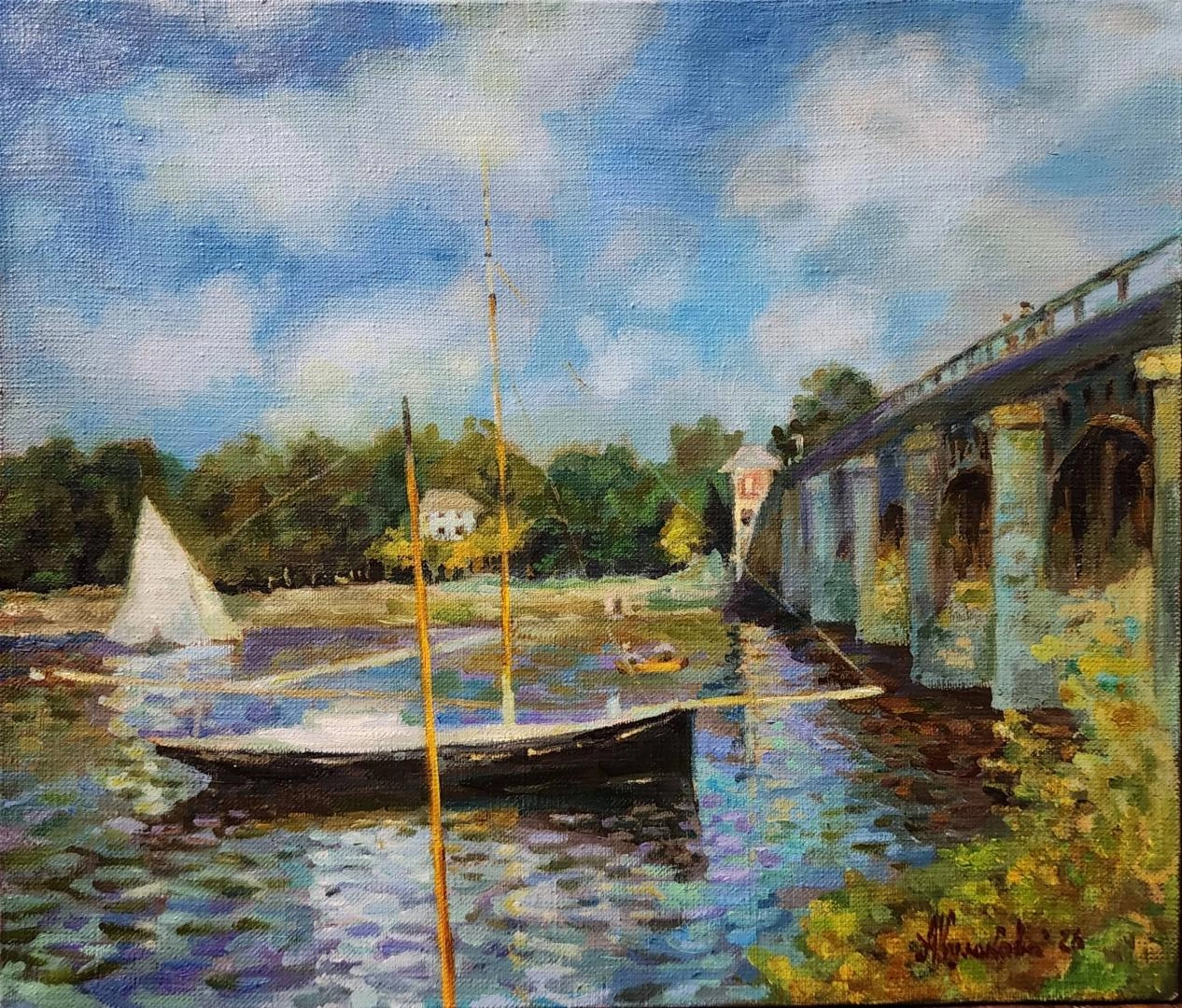 Картина Масло Копия картины Клода Моне "Мост в Аржантее " художника Кулакова Александра
