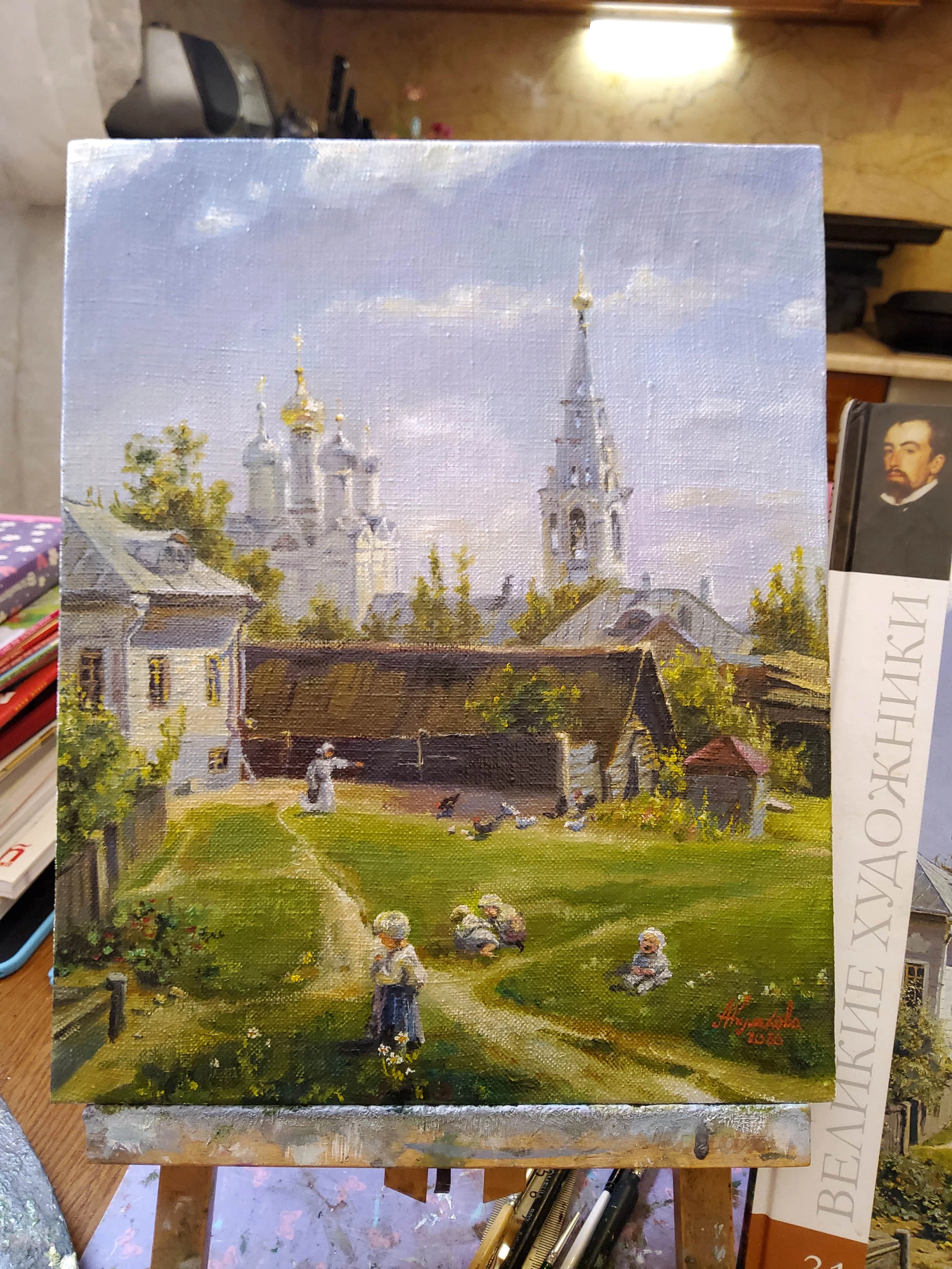 Картина Масло Московский дворик.  Копия В.Д.Поленова, фрагмент.  художника Кулакова Александра