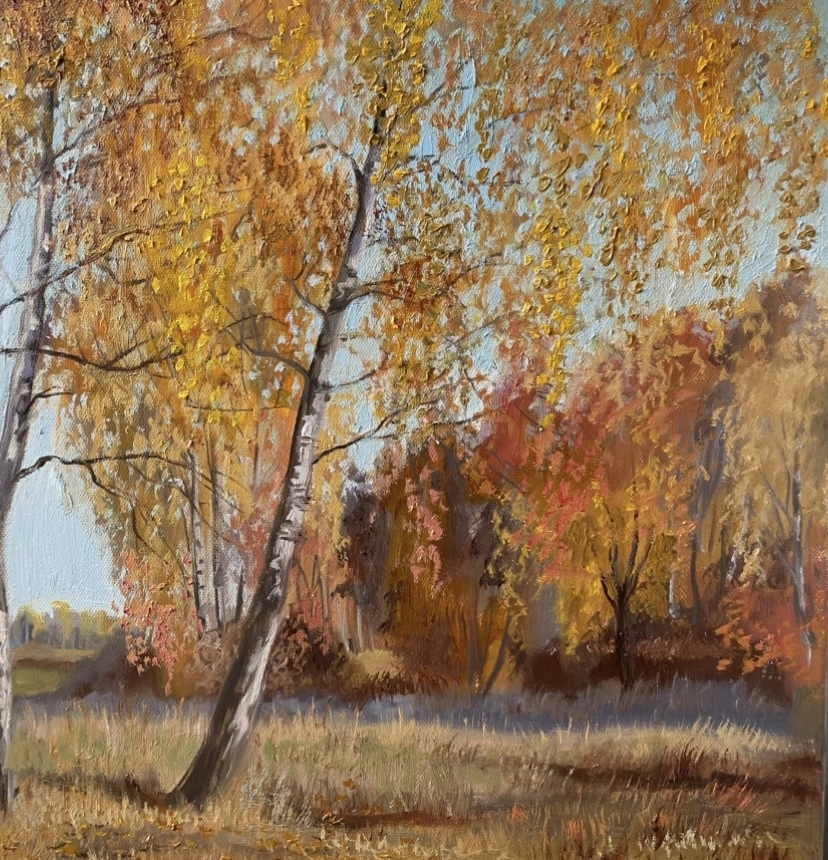 Картина Масло Осенние березки художника Тикунова Ольга