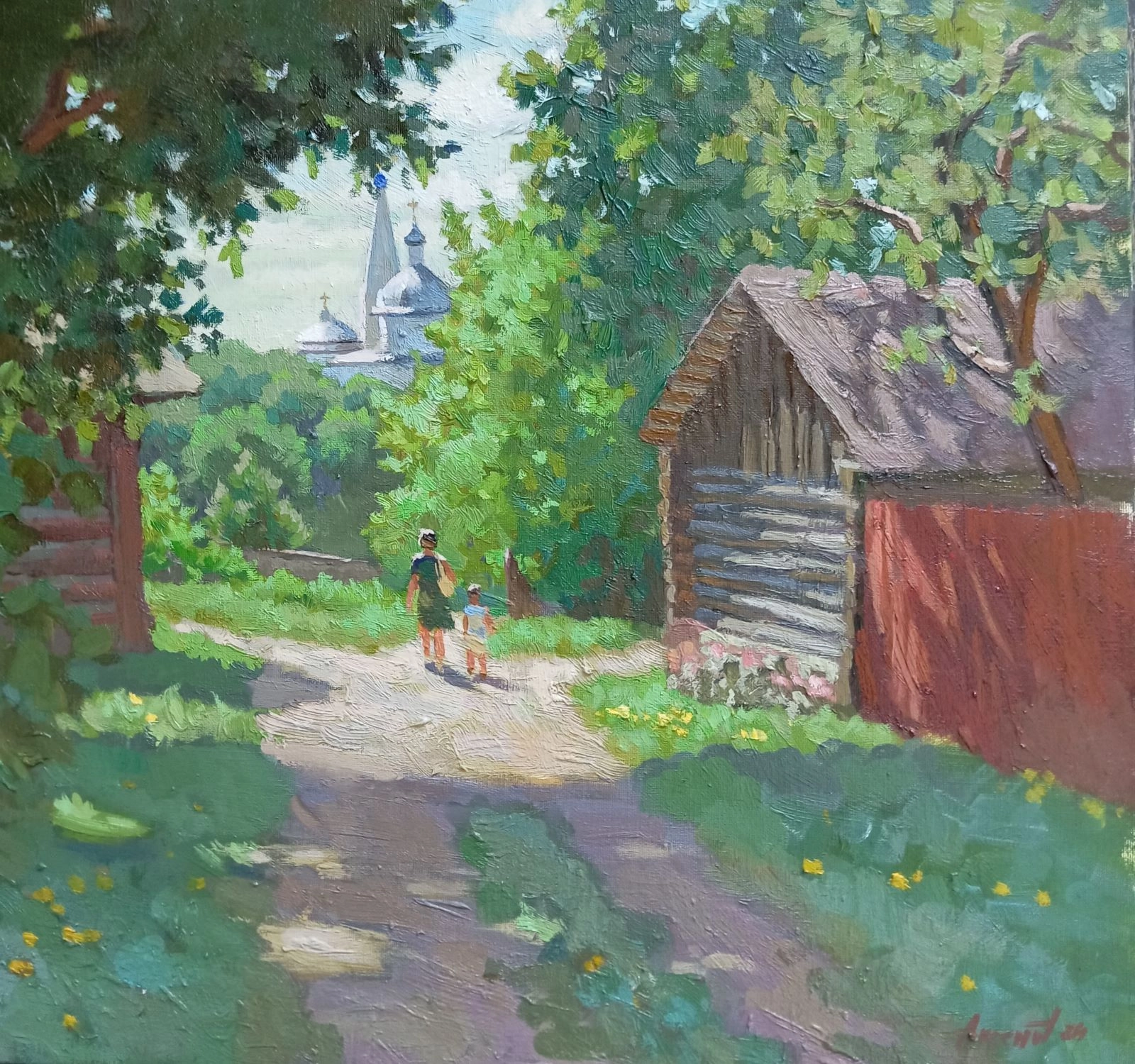 Картина Масло Уютная улочка художника Максим Александрович Аксенов