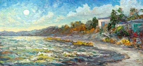 Картина Масло Домики у берега. Пленэр. Живопись ZhNataly. художника Журавлёва Наталья