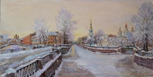 Картина Масло Семимостье. Зима художника Бирюкова Людмила