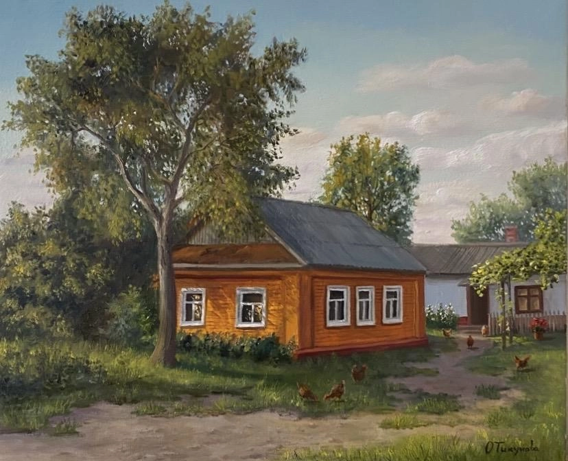 Картина Масло Уютный дворик художника Тикунова Ольга