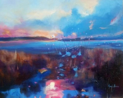 Картина Масло Кобальт, закат художника Агадуллина Инна