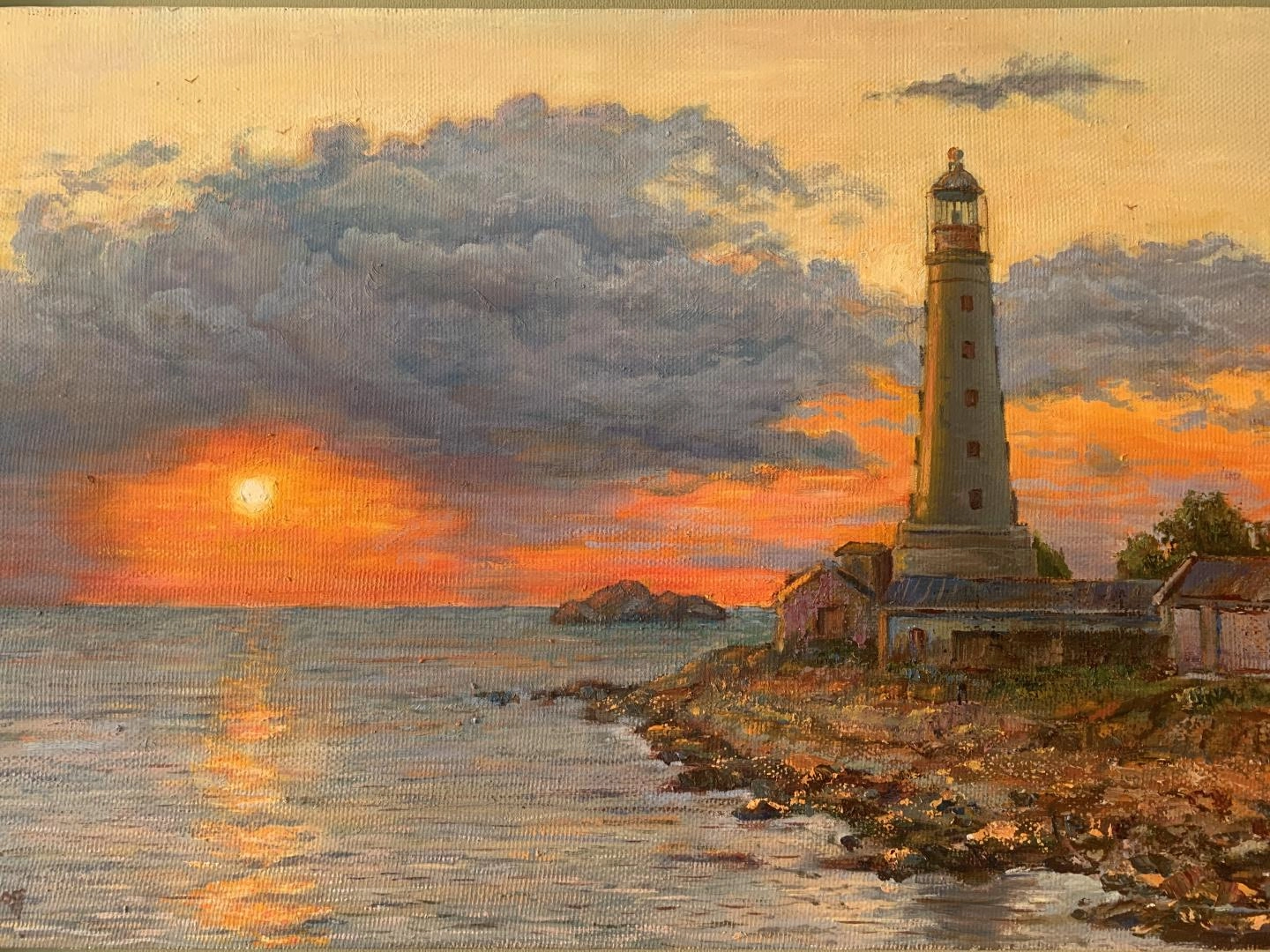 Картина Масло Маяк на закате  художника Логинов Сергей 