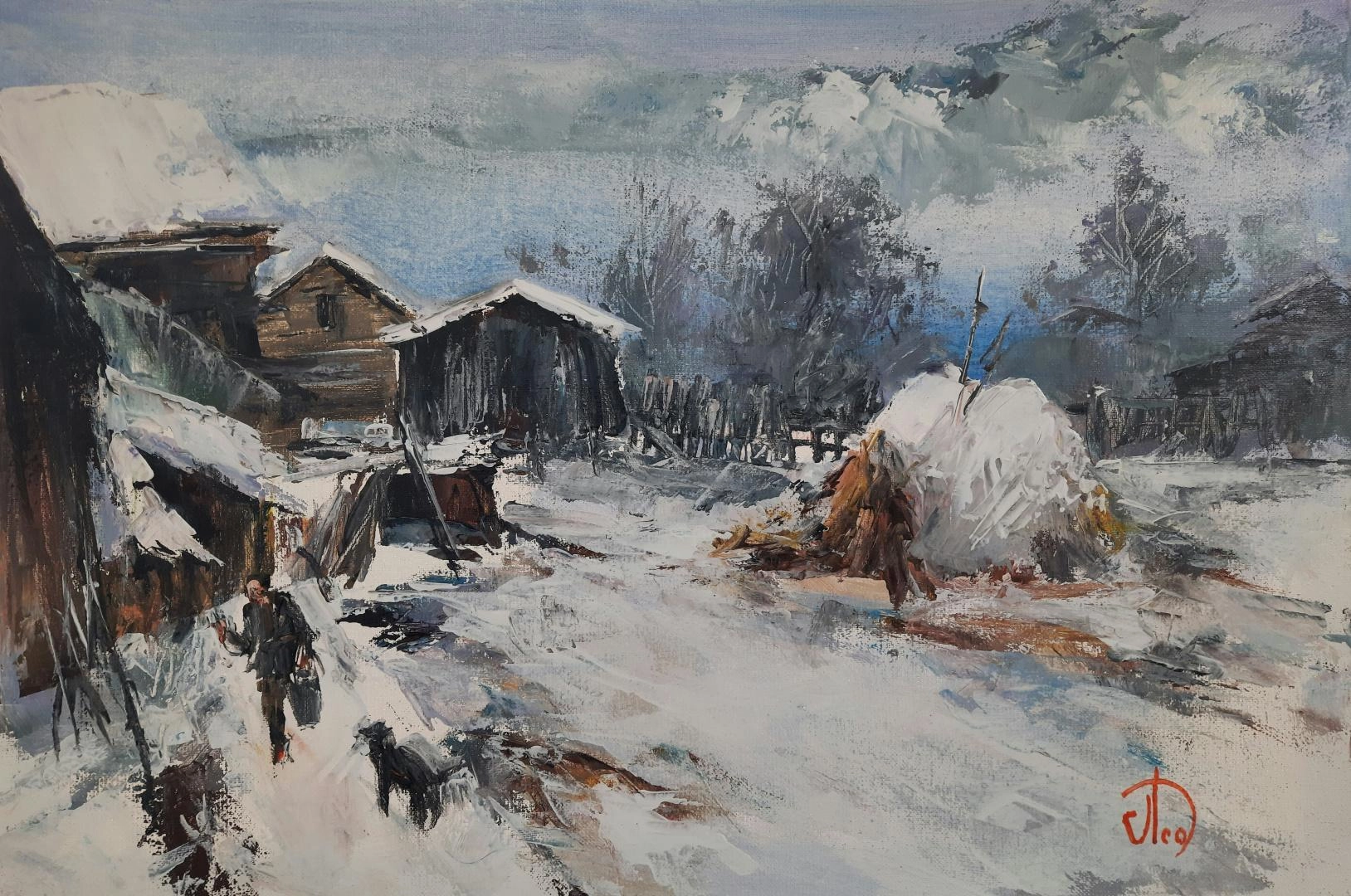 Картина Масло Хозяйский двор художника Леднев Александр