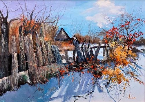 Картина Масло Раменский шиповник художника Леднев Александр