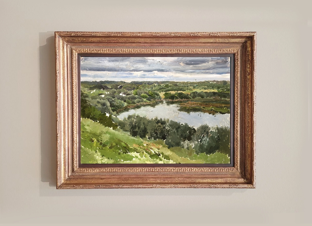 Картина Масло Река Нерль. Село Петрово-Городище художника Машин Игорь