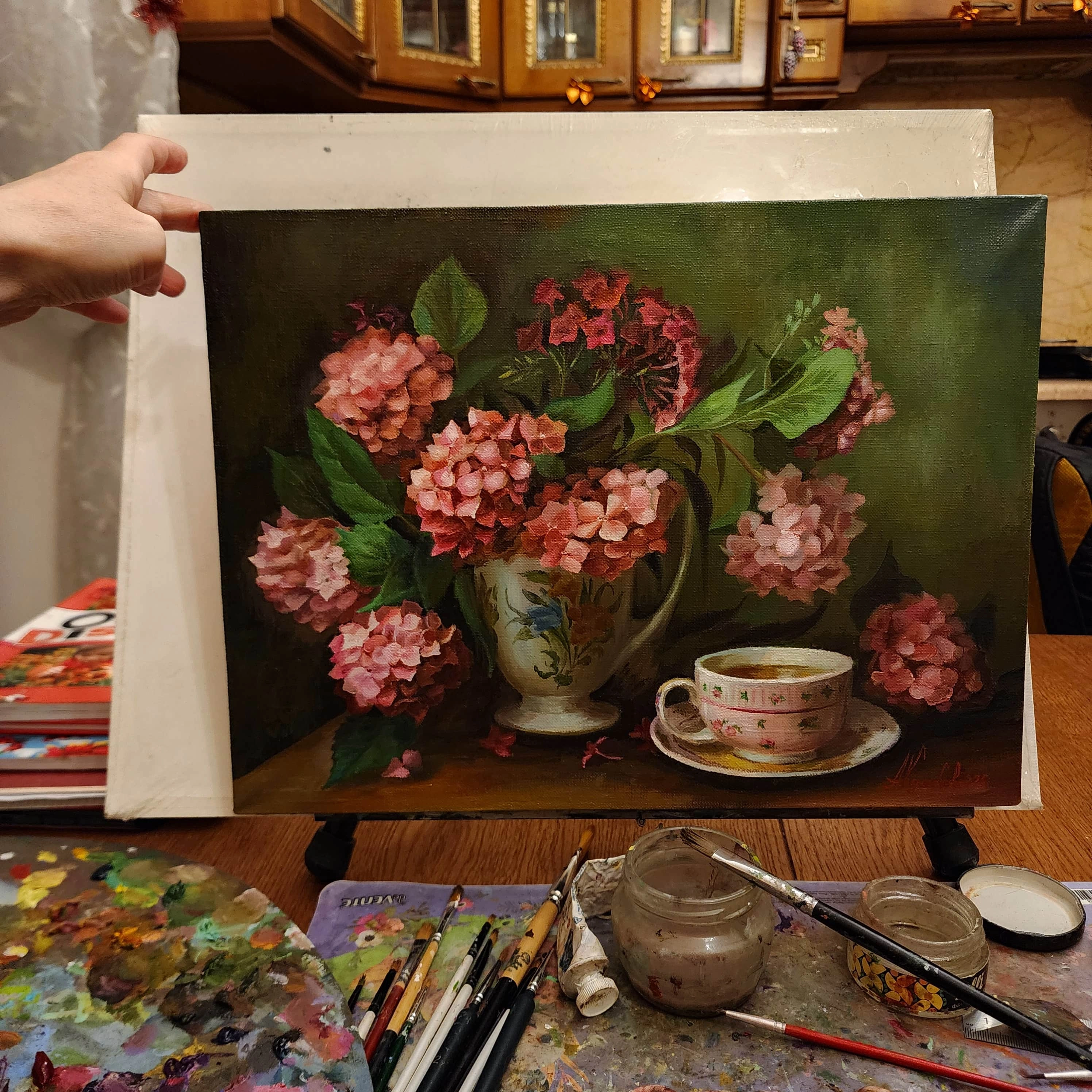 Картина Масло Гортензии и флоксы  художника Кулакова Александра