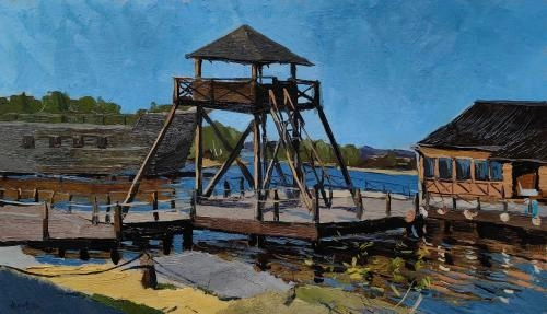 Картина Масло Зеленый остров. Старый корабль художника Шихов Андрей