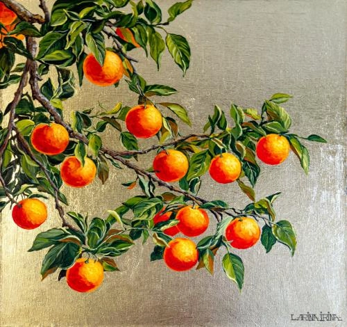 Картина Акрил Мандарины. Ветка художника Ирина Ларина