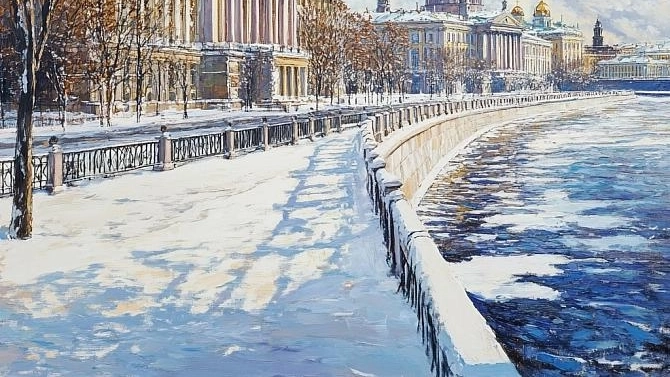 Картина Масло Зимний Санкт-Петербург художника Дувакина Евгения