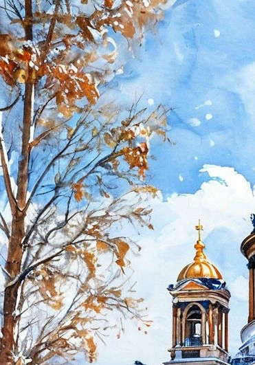 Картина Масло Зимняя симфония Санкт-Петербурга художника Дувакина Евгения