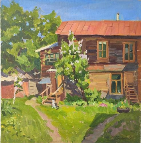 Картина Масло Старинный дворик. художника Милосердова Елена