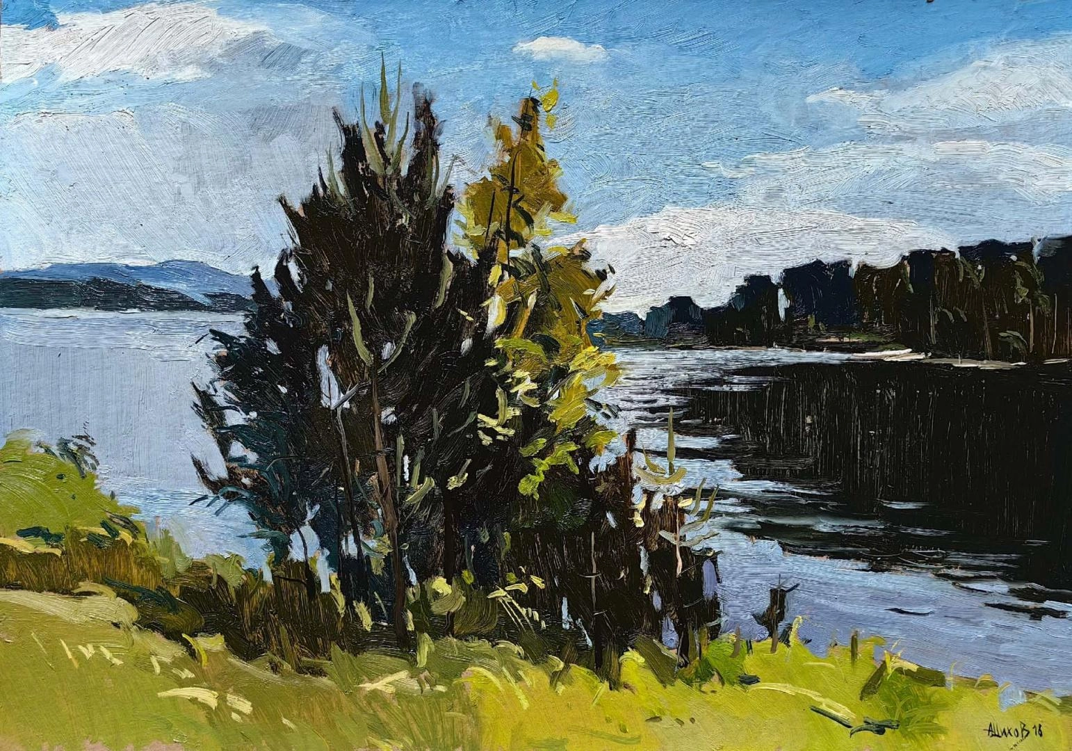 Картина Масло Солнечный день. Озеро Таватуй. художника Шихов Андрей