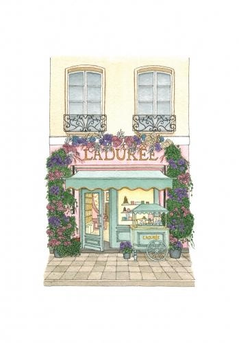 Картина Акварель Кафе Ladurée художника Гайнутдинова Карина