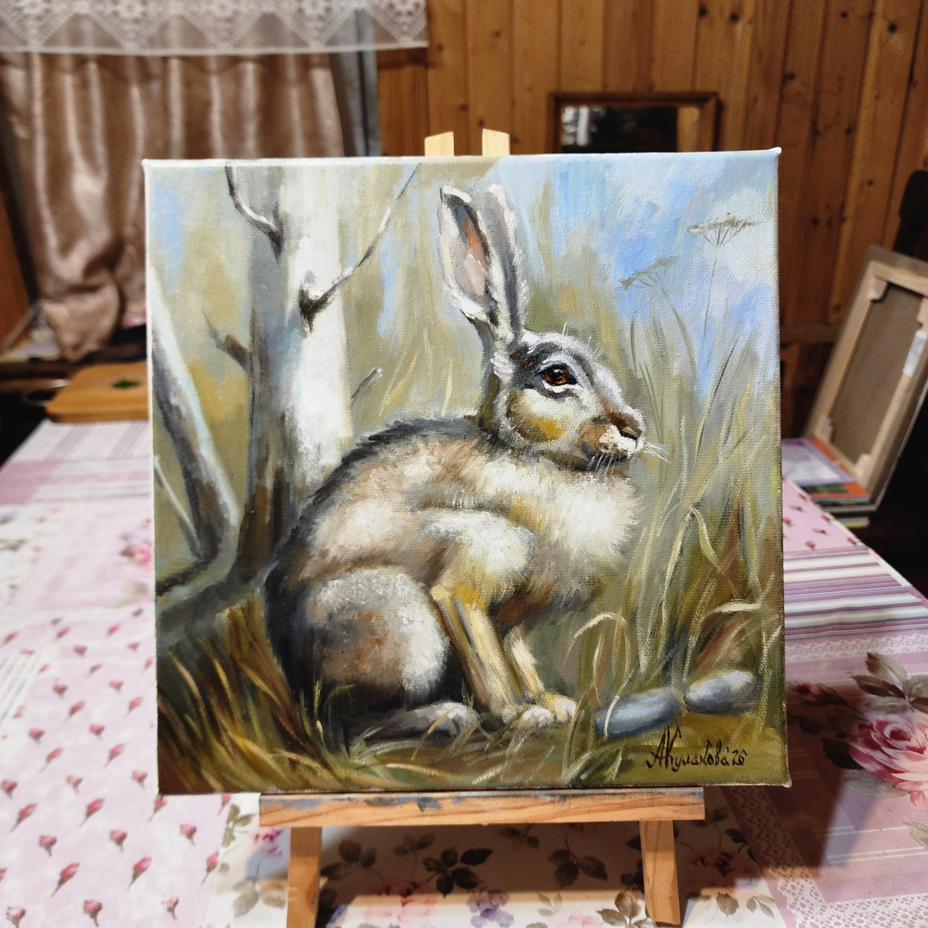 Картина Масло Заяц художника Кулакова Александра