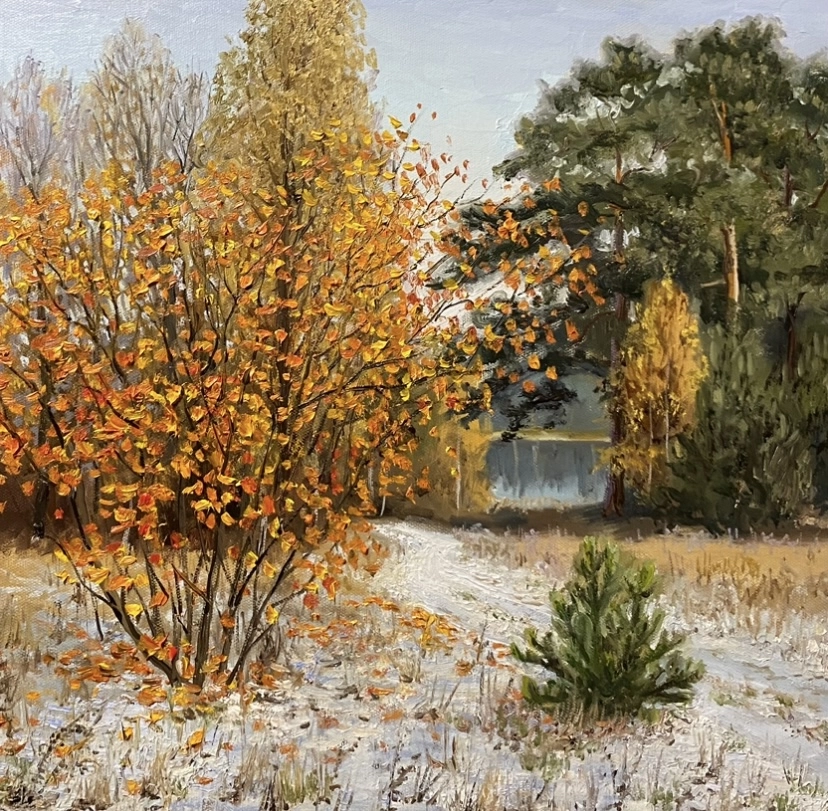 Картина Масло Первый снег художника Тикунова Ольга