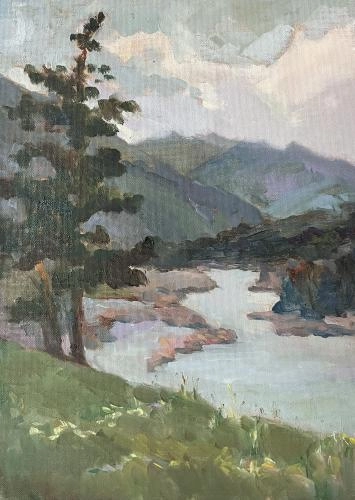 Картина Масло Горная речка. Этюд.  художника Кузнецова Наталья 