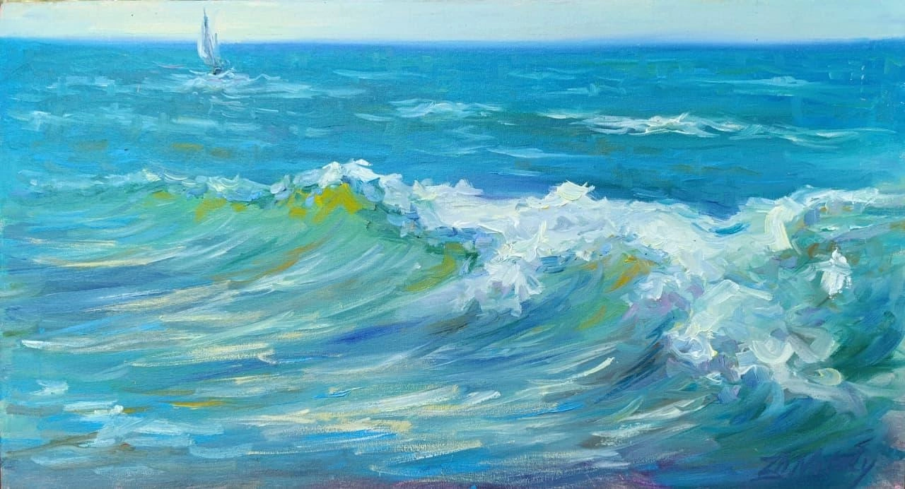 Картина Масло Штормящее Чёрное море. Пленэр ZhNataly художника Журавлёва Наталья