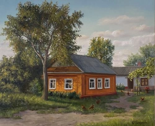 Картина Масло Уютный дворик художника Тикунова Ольга