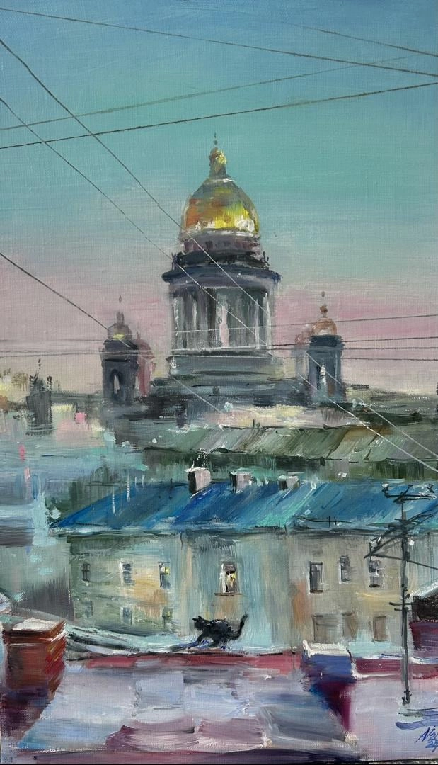 Картина Масло Мы гуляли по крышам Питера художника Волегова Александра