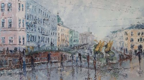 Картина Масло Мосты Петербурга. Грифоны. художника Феоктистов Вячеслав