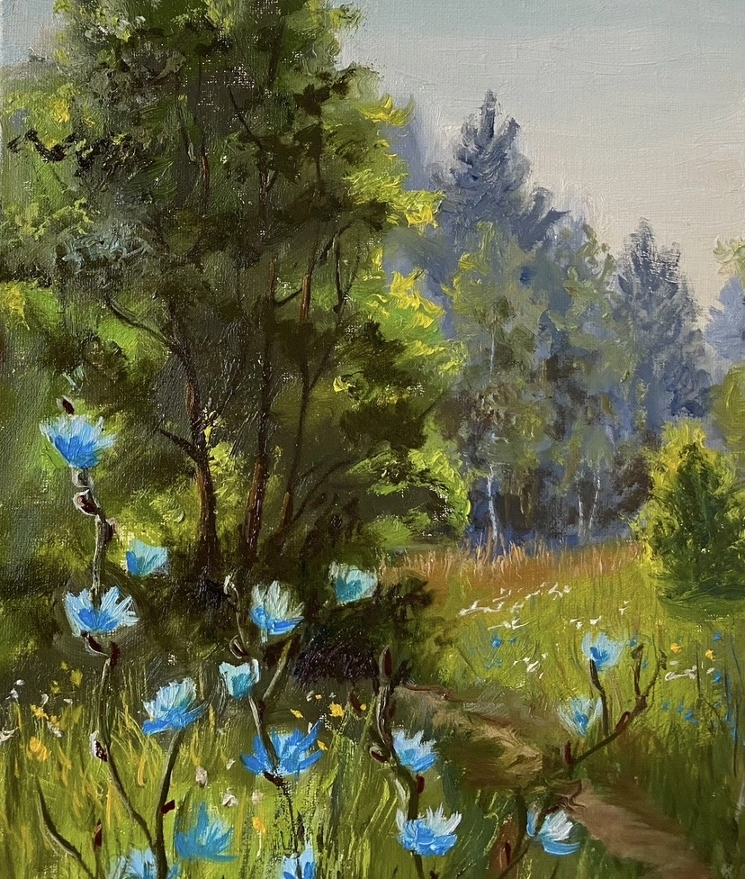 Картина Масло Летний пейзаж художника Тикунова Ольга