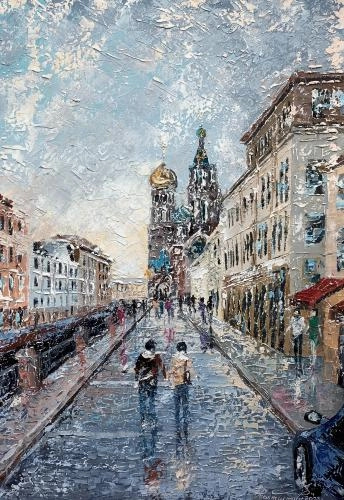 Картина Масло Санкт Петербурга. Набережная реки Мойки художника Феоктистов Вячеслав