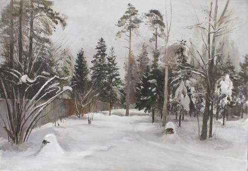 Картина Масло Зимний лес художника Машин Игорь