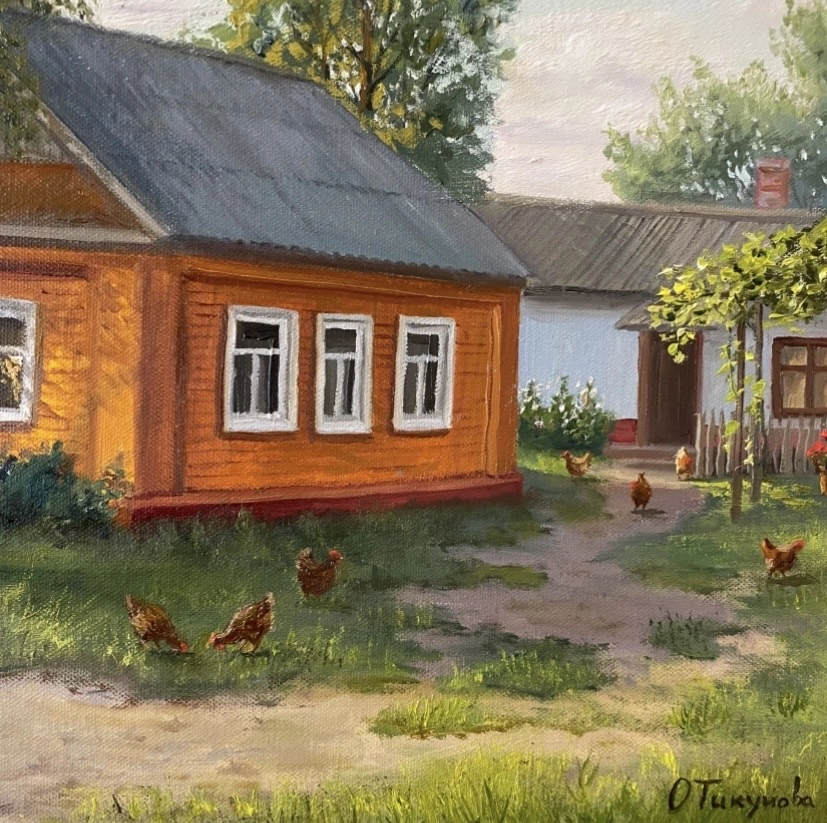 Картина Масло Уютный дворик художника Тикунова Ольга