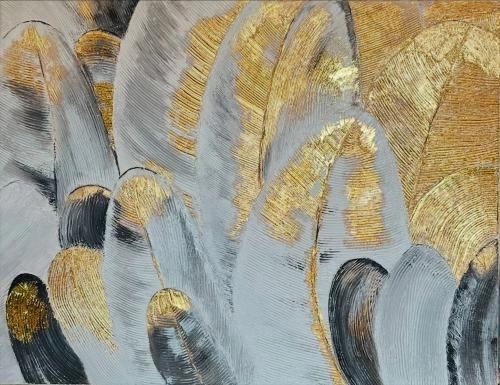 Картина Акрил Золотые перья 90 ×70 художника Марченко Виктория