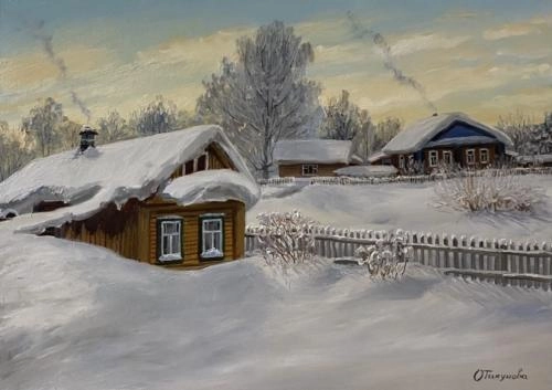 Картина Масло Снегом замело художника Тикунова Ольга