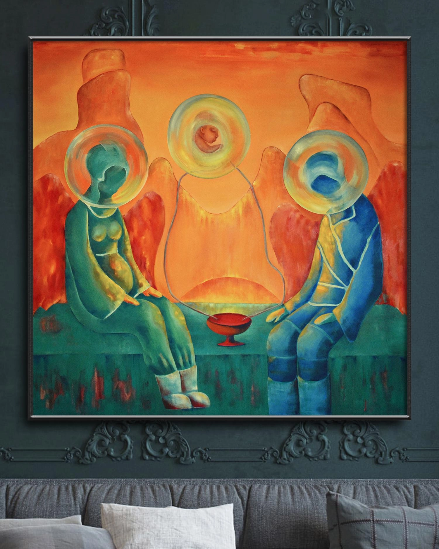Картина Масло Марс. Рождение Адама  115*115 cm художника Марина  Венедиктова