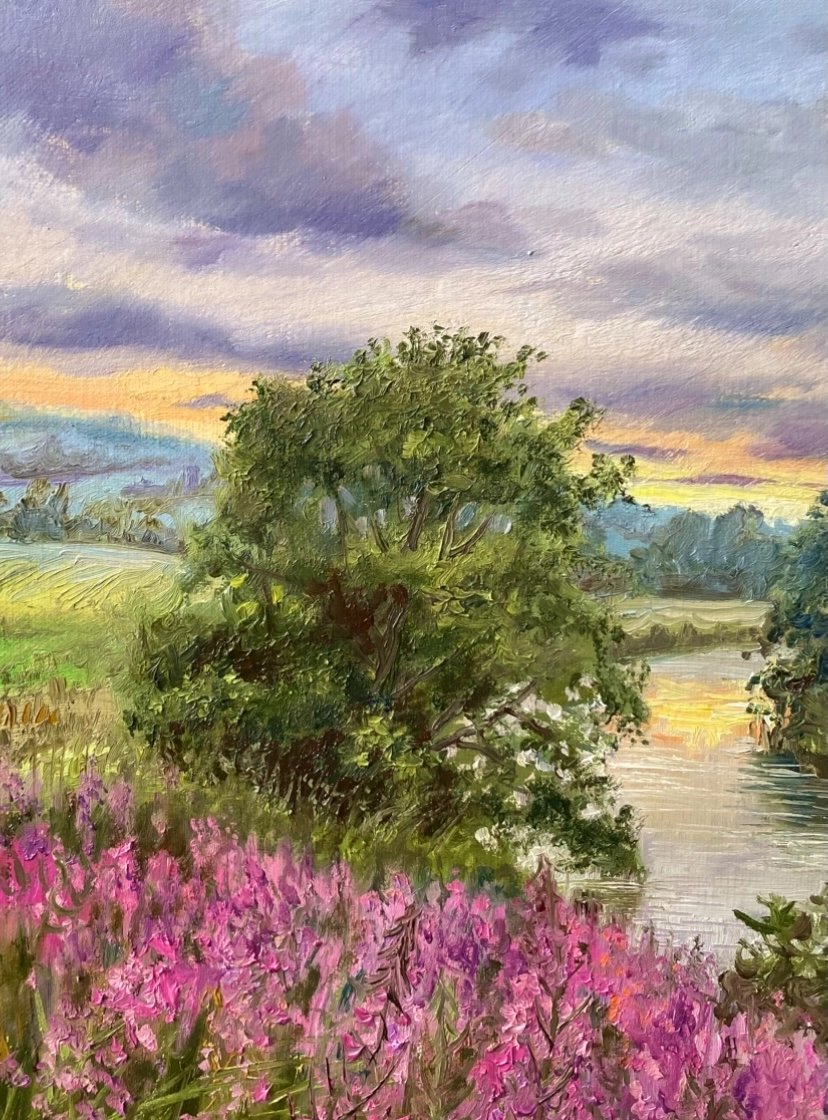 Картина Масло Время иван-чая. художника Тикунова Ольга