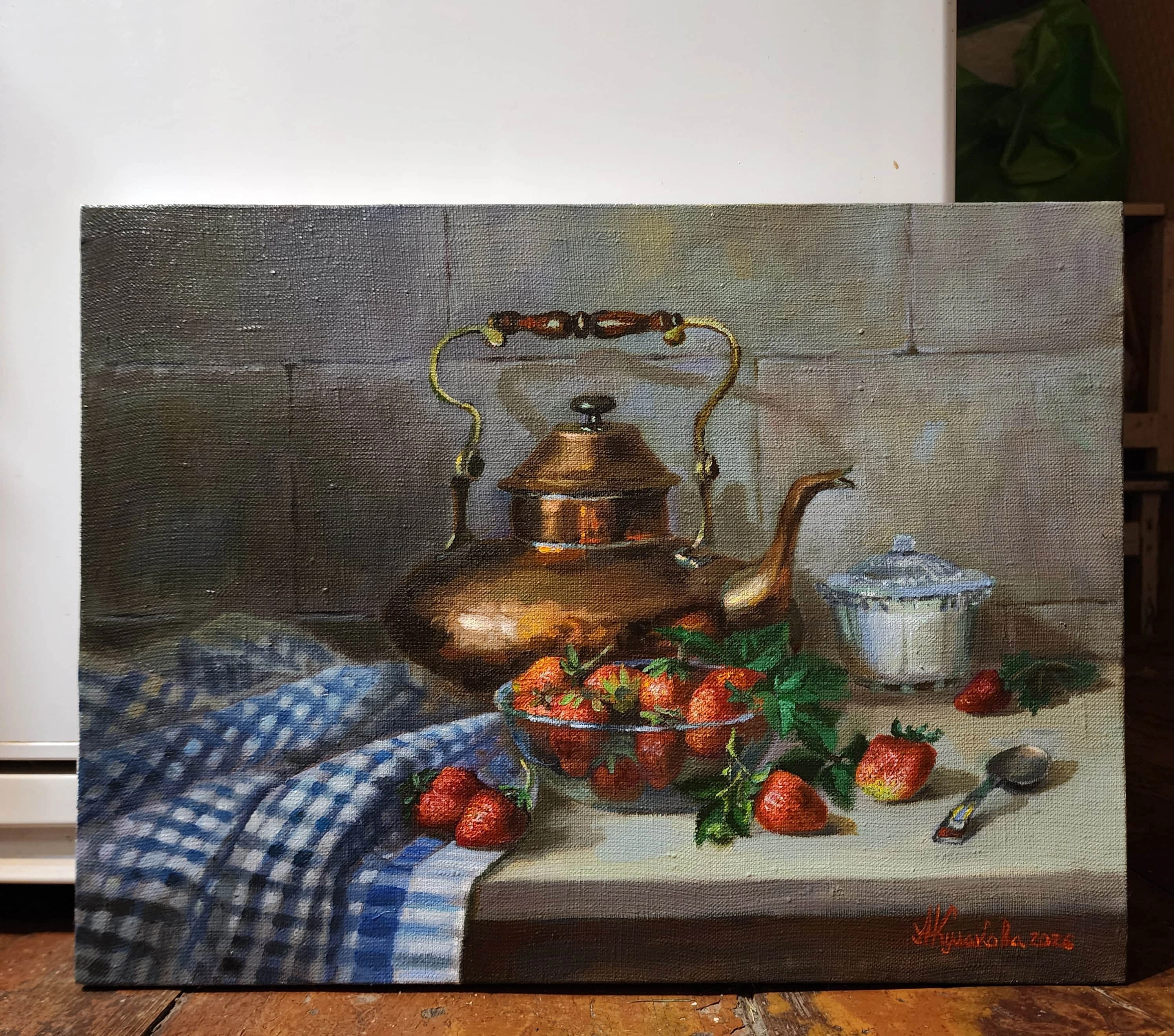 Картина Масло С клубникой и медным чайником  художника Кулакова Александра