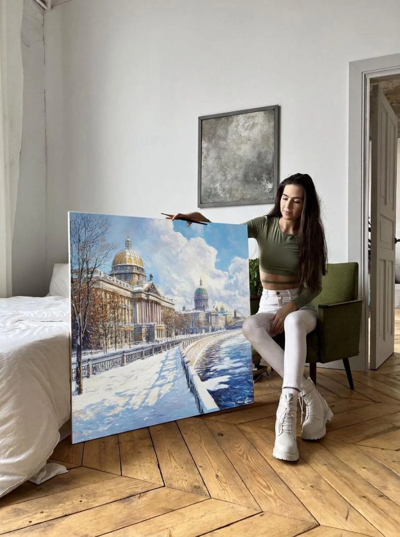 Картина Масло Зимний Санкт-Петербург художника Дувакина Евгения