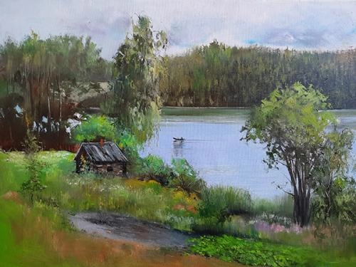 Картина Масло Голубые озёра Карелии художника Леднев Александр
