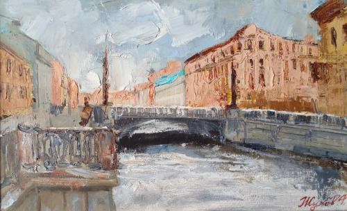 Картина Масло У Вознесенского моста художника Жуков Фёдор Иванович