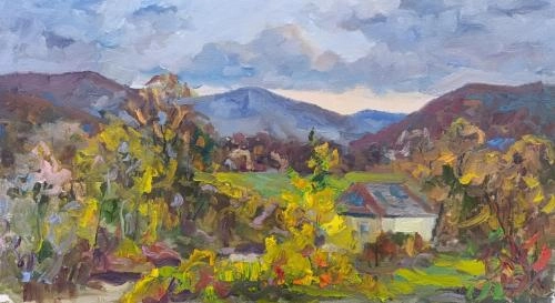 Картина Масло Осенний пейзаж. Сторожка. Пленэр ZhNataly  Работа написана в технике «алла-прима», т.е. за один сеанс.  ZhNataly художника Журавлёва Наталья