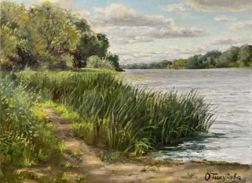 Картина Масло Солнечный день на р.Оке художника Тикунова Ольга