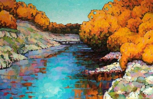 Картина Масло Оранжевые кусты. художника Веселовский Валерий 